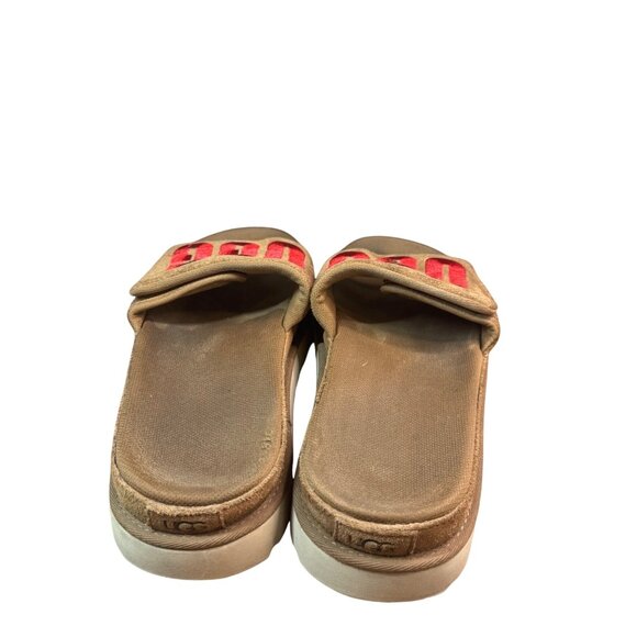 UGG Women's Brown Slide Sandals With Red Logo Straps Size 9 - Picture 5 of 10